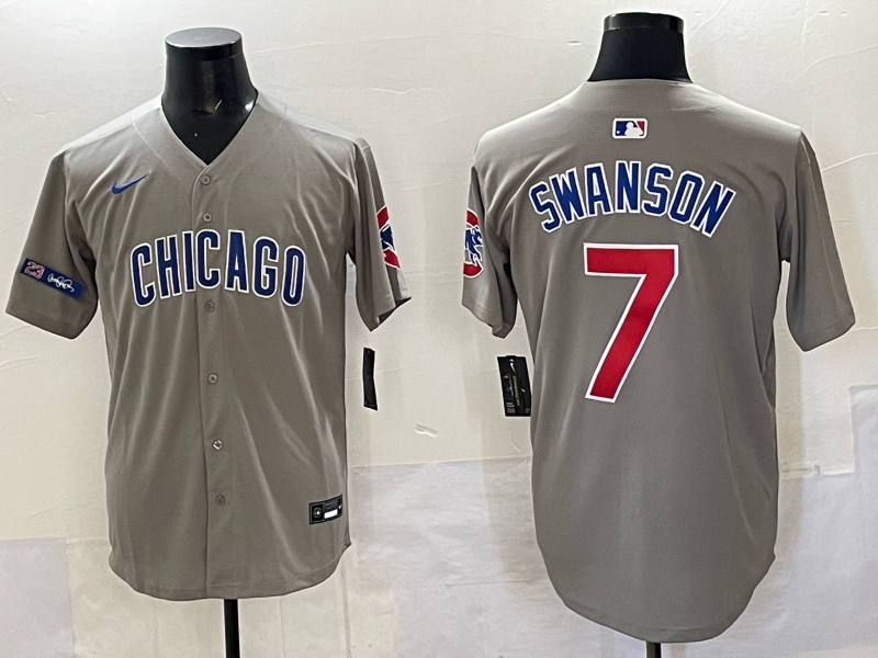 Men Chicago Cubs #7 Swanson grey Nike MLB 2025 jersey 0011->chicago cubs->MLB Jersey